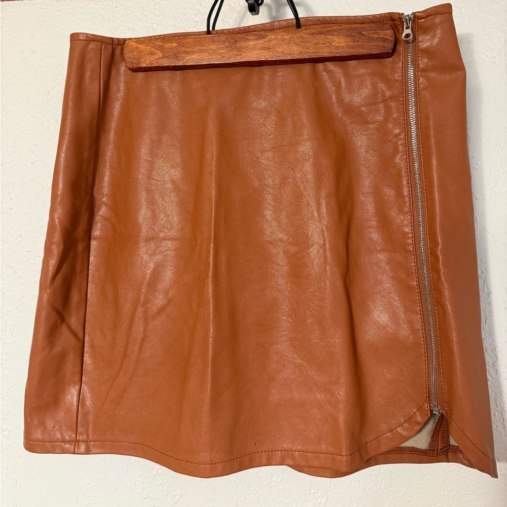 Windsor Brown Asymmetrical Pencil Mini Skirt